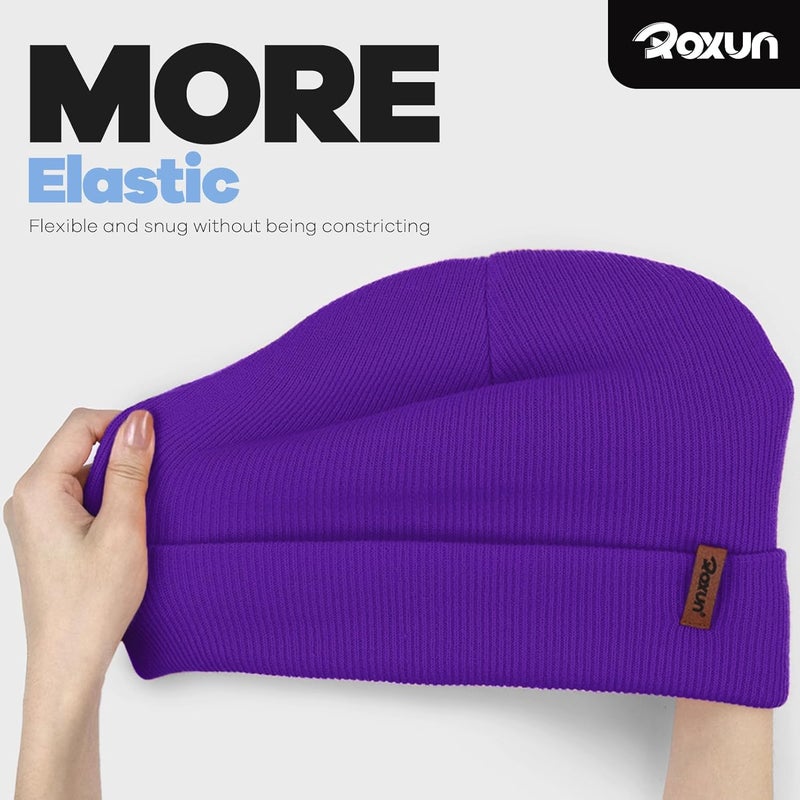 ROXUN Beanie for Men/Women Winter Hat Knit Cuffed Soft Warm Unisex Skull Stocking Cap - Image 2